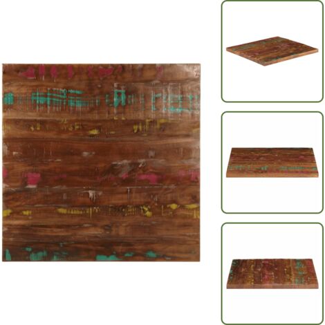 Mesa de madera maciza - vidaXL Tablero de mesa cuadrado madera maciza reciclada 70x70x3,8 cm - Mesa de madera rústica