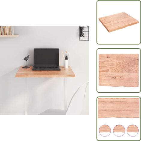 Mesa de madera maciza - vidaXL Tablero de mesa madera roble tratada marrón claro 60x50x2 cm - Mesa de roble barnizada