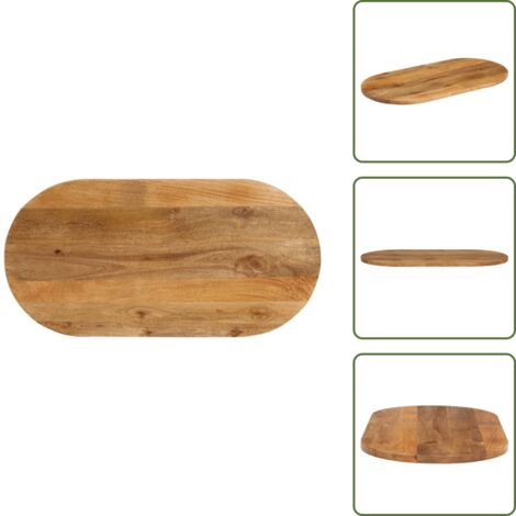 Mesa de madera maciza - vidaXL Tablero de mesa ovalado madera maciza de mango 110x50x3,8 cm - Mesa de comedor