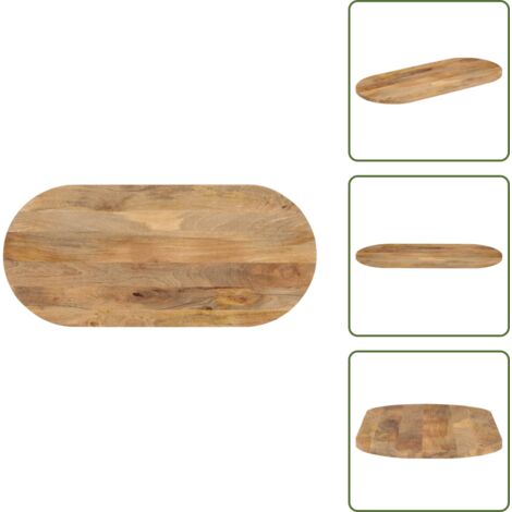 Mesa de madera maciza - vidaXL Tablero de mesa ovalado madera maciza de mango 80x40x2,5 cm - Mesa de comedor