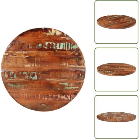 Mesa de madera maciza - vidaXL Tablero de mesa redondo madera maciza reciclada Ø 70x2,5 cm - Mesa de madera rústica