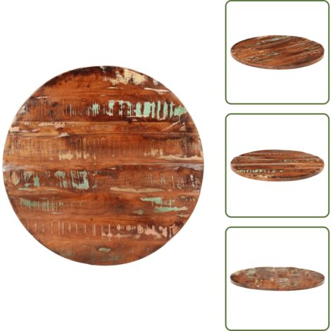 Mesa de madera maciza - vidaXL Tablero de mesa redondo madera maciza reciclada Ø 80x3,8 cm - Mesa de madera rústica