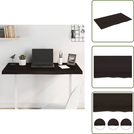Mesa de madera maciza - vidaXL Tablero mesa madera de roble tratada marrón oscuro 100x60x2 cm - Mesa de roble marrón oscuro