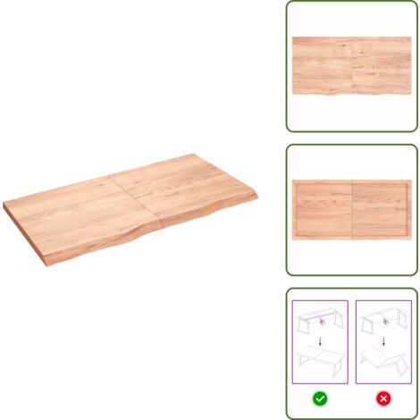 Mesa de madera maciza - vidaXL Tablero mesa madera roble tratada marrón claro 120x60x(2-4) cm - Mesa de roble marrón claro