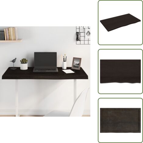Mesa de madera maciza - vidaXL Tablero mesa madera roble tratada marrón oscuro 100x60x(2-4) cm - Mesa de madera oscura