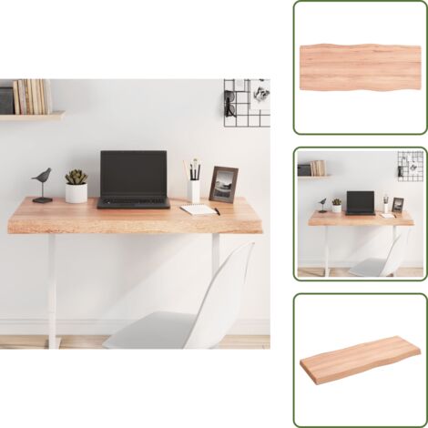 Mesa de madera maciza - vidaXL Tablero mesa madera tratada borde natural marrón 100x40x(2-6)cm - Mesa de madera natural