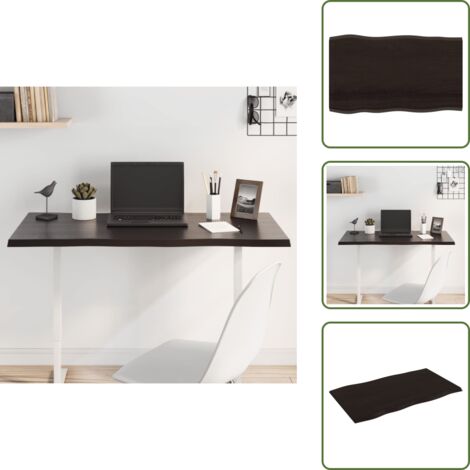 Mesa de madera maciza - vidaXL Tablero mesa madera tratada roble borde vivo marrón 100x60x2 cm - Mesa de madera natural