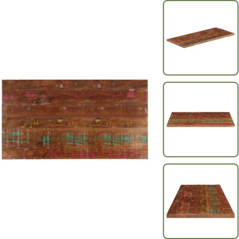 Mesa de madera maciza - vidaXL Tablero mesa rectangular madera maciza reciclada 100x60x1,5 cm - Mesa rústica