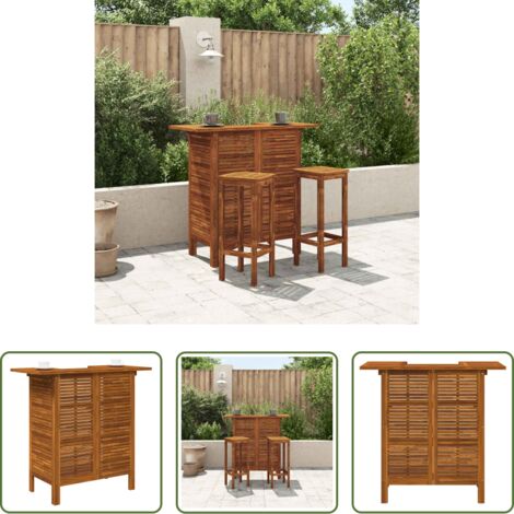 Mesa de madera -  Mesa alta de bar de madera de acacia maciza 110x50x105 cm