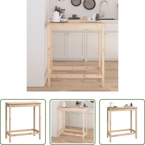 Mesa de madera -  Mesa alta de bar madera maciza de pino 100x50x110 cm