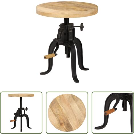 Mesa de madera -  Mesa auxiliar 45x(45-62) cm madera de mango y hierro fundido
