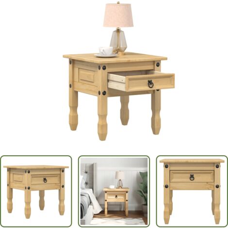 Mesa de madera -  Mesa auxiliar Corona madera maciza de pino 50x50x50 cm