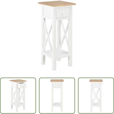 Mesa de madera -  Mesa auxiliar de madera blanca 27x27x65,5 cm