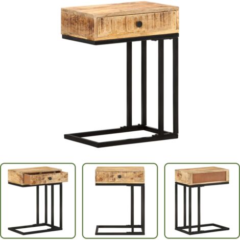 Mesa de madera -  Mesa auxiliar forma de U madera maciza de mango 45x30x61 cm