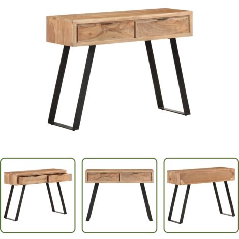 Mesa de madera -  Mesa consola de madera de acacia bordes naturales 100x35x76 cm