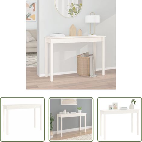 Mesa de madera -  Mesa consola de madera maciza de pino blanco 110x40x75 cm