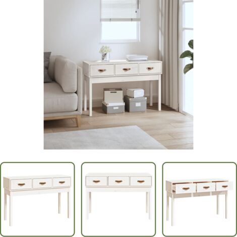 Mesa de madera -  Mesa consola de madera maciza de pino blanco 114x40x75 cm