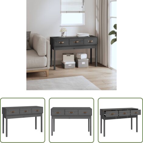 Mesa de madera -  Mesa consola de madera maciza de pino gris 114x40x75 cm