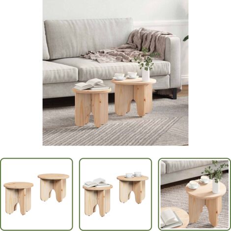Mesa de madera -  Mesa de Café 2 pcs Natural Madera maciza de Pino