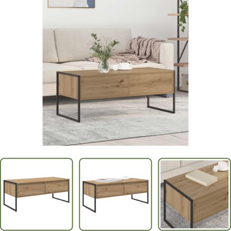 Mesa de madera -  Mesa de Café con cajón Roble Artesanal 100 x 46 x 40 cm