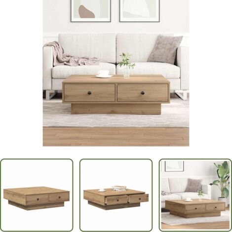 Mesa de madera -  Mesa de Café Roble artesanal 90 x 90 x 28 cm
