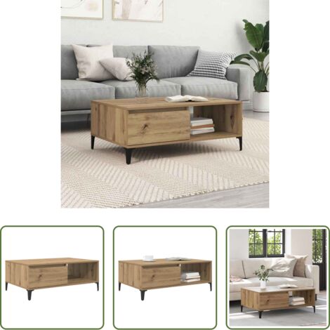 Mesa de madera -  Mesa de Café Roble artisan 90 x 60 x 35 cm Madera contrachapada