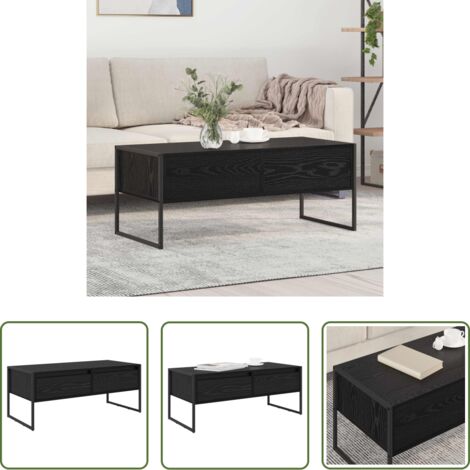 Mesa de madera -  Mesa de Café Roble Negro 100 x 46 x 40 cm Madera contrachapada