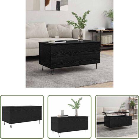 Mesa de madera -  Mesa de Café Roble negro 90 x 44.5 x 45 cm Madera contrachapada