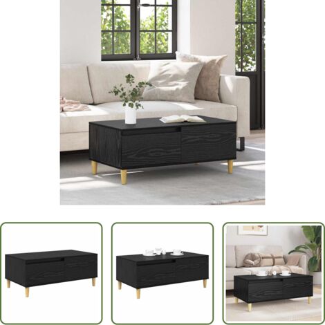 Mesa de madera -  Mesa de Café Roble Negro 90 x 50 x 35 cm Madera de ingeniería