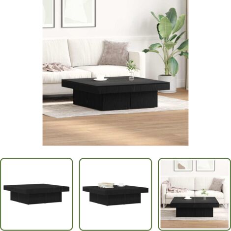 Mesa de madera -  Mesa de Café Roble Negro 90 x 90 x 28 cm Madera de ingeniería