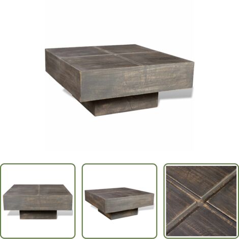 Mesa de madera -  Mesa de centro cuadrada madera maciza de mango marrón oscuro