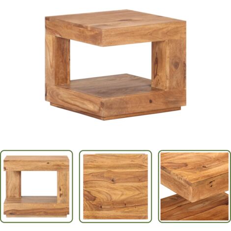 Mesa de madera -  Mesa de centro de madera maciza de acacia 45x45x40 cm