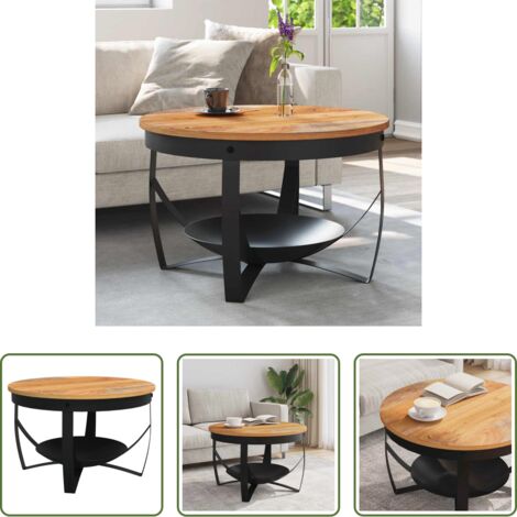 Mesa de madera -  Mesa de centro de madera maciza de acacia Ø68x43 cm