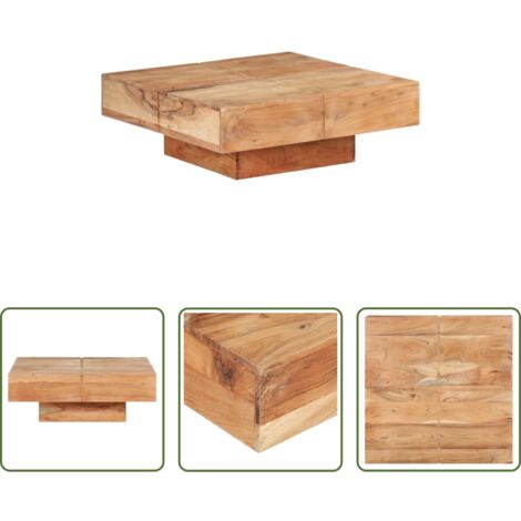 Mesa de madera -  Mesa de centro de madera maciza de acacia 80x80x28 cm