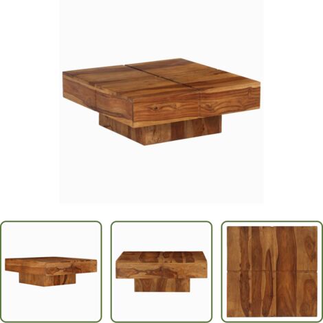 Mesa de madera -  Mesa de centro de madera maciza de acacia 80x80x30 cm