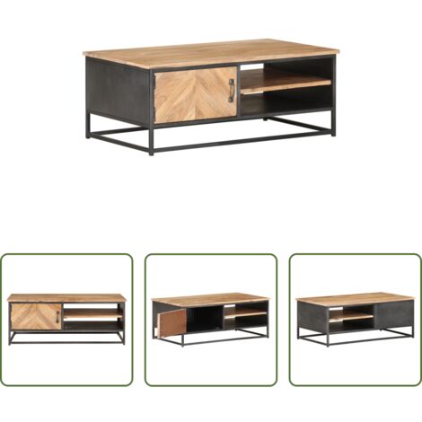 Mesa de madera -  Mesa de centro de madera maciza de acacia 90x50x35 cm