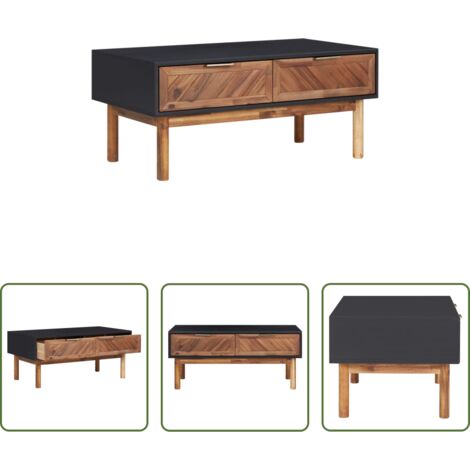 Mesa de madera -  Mesa de centro de madera maciza de acacia y MDF 90x50x40 cm