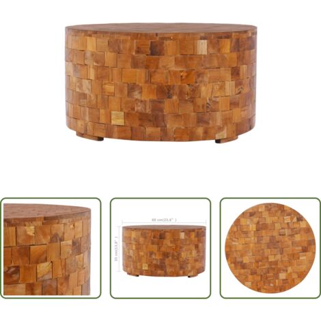 Mesa de madera -  Mesa de centro de madera maciza de teca 60x60x35 cm