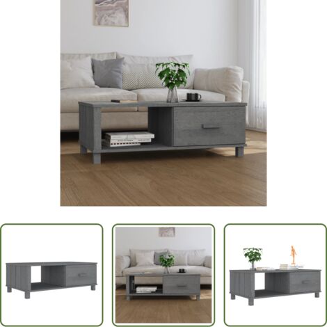Mesa de madera -  Mesa de centro HAMAR madera maciza pino gris oscuro 100x55x35cm