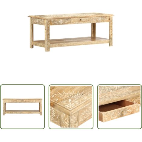 Mesa de madera -  Mesa de centro pintada a mano madera maciza mango 110x50x45 cm
