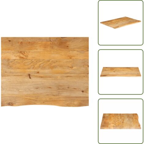 Mesa de madera natural - vidaXL Tablero de mesa borde natural madera maciza mango 100x80x3,8 cm - Mesa de madera con borde vivo