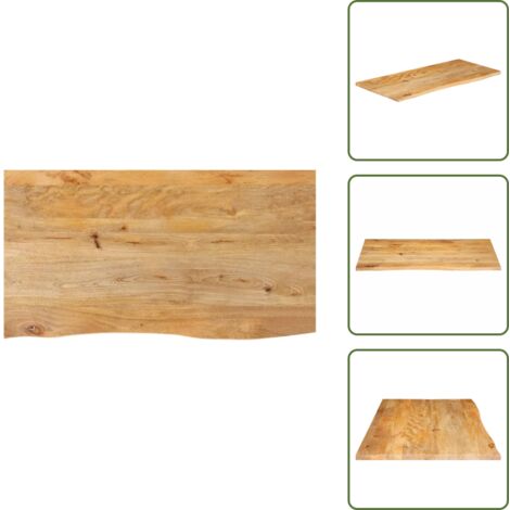 Mesa de madera natural - vidaXL Tablero de mesa borde natural madera maciza mango 110x60x3,8 cm - Mesa de madera con borde vivo