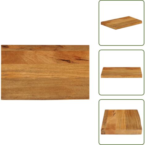 Mesa de madera natural - vidaXL Tablero de mesa borde natural madera maciza mango 50x30x3,8 cm - Mesa de madera con borde vivo