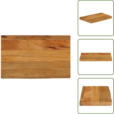 Mesa de madera natural - vidaXL Tablero de mesa borde natural madera maciza mango 60x30x3,8 cm - Mesa de madera con borde vivo