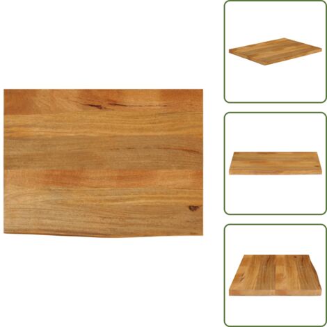 Mesa de madera natural - vidaXL Tablero de mesa borde natural madera maciza mango 90x60x2,5 cm - Mesa de madera con borde vivo