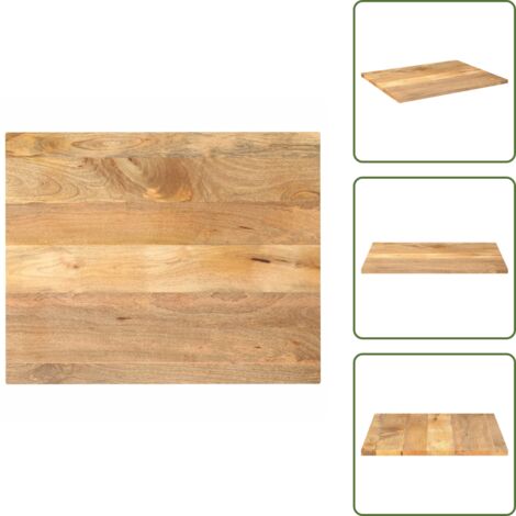 Mesa de madera natural - vidaXL Tablero de mesa rectangular madera maciza mango 90x80x3,8 cm - Mesa de madera rústica