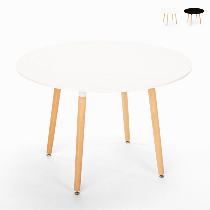 

Mesa de madera redonda diseño madera 100cm cocina bar restaurante Moss | Color: Blanco