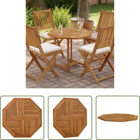 Mesa de madera -  Tablero de mesa octogonal de madera maciza de teca 80x80x2,5 cm