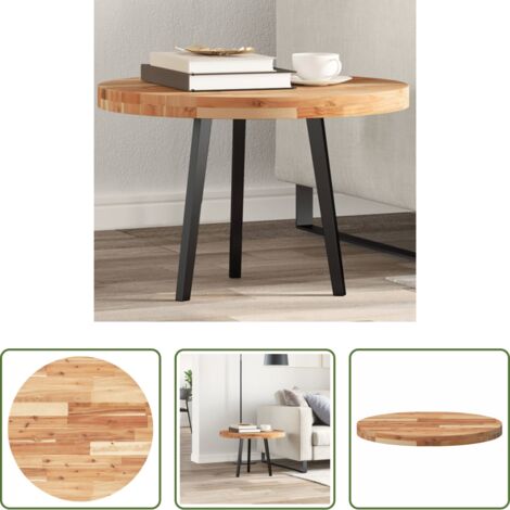 Mesa de madera -  Tablero de mesa redondo madera maciza de acacia Ø60x4 cm