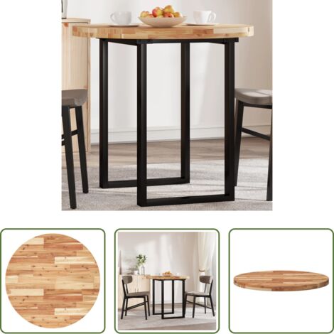 Mesa de madera -  Tablero de mesa redondo madera maciza de acacia Ø80x4 cm